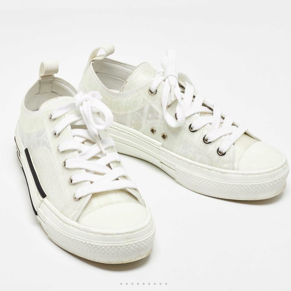 Dior Cream Lace-Up Sneakers - Picture 10 of 11